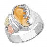 Elk Ivory Black Hills Gold on Sterling Silver Ladies Ring