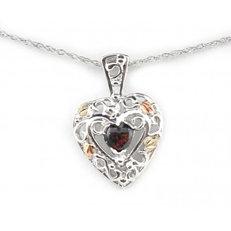 Landstrom's® Black Hills Gold on Sterling Silver Heart Pendant with Black Opal