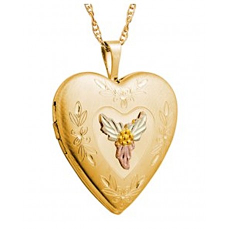 Mt. Rushmore Tri-tone Black Hills - Gold Filled Heart Locket w/Necklace