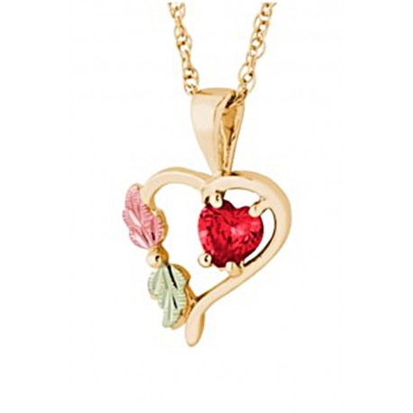 Landstrom's® Small 10K Gold Heart Pendant with Ruby