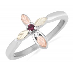 Landstrom's® Sterling Silver Ladies Cross Ring with Ruby