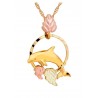 10K Black Hills Gold Dolphin in Circle Pendant