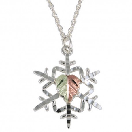 BLACK HILLS GOLD LADIES STERLING SILVER SNOWFLAKE PENDANT NECKLACE