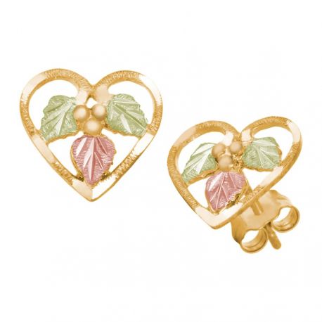 10K Black Hills Gold Small Heart Earrings by Landstrom's®