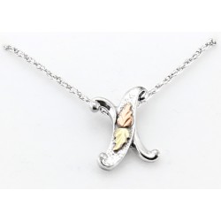 Black Hills Gold on Sterling Silver Initials Pendant - X