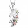 Black Hills Gold on Sterling Silver Unicorn Pendant with Chain