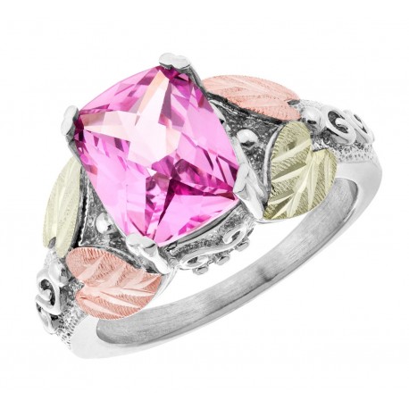 Mt. Rushmore Sterling Silver Ladies Ring with CR Pink Sapphire