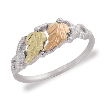 Mt. Rushmore Sterling Silver Ladies Ring with Two Leaves