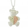 BLACK HILLS GOLD .925 STERLING SILVER LADIES TEDDY BEAR PENDANT NECKLACE