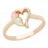 Ladies Black Hills Gold Heart Ring with Leaves