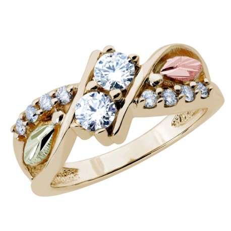 Stunning Black Hills Gold Tri-color 2Beloved Diamond Ring
