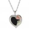 BLACK HILLS GOLD STERLING SILVER 11X11MM HEART ONYX LADIES PENDANT NECKLACE