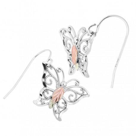Black Hills Gold Sterling Silver Butterfly Earrings
