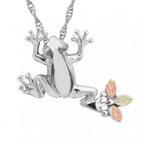Black Hills Gold on Sterling Silver Frog Pendant with Chain