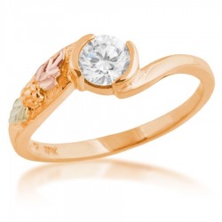 Mt. Rushmore 10K Black Hills Gold Ladies Ring w 0.5CT Diamond