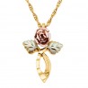 Mt. Rushmore 10K Gold Cross Pendant with Rose