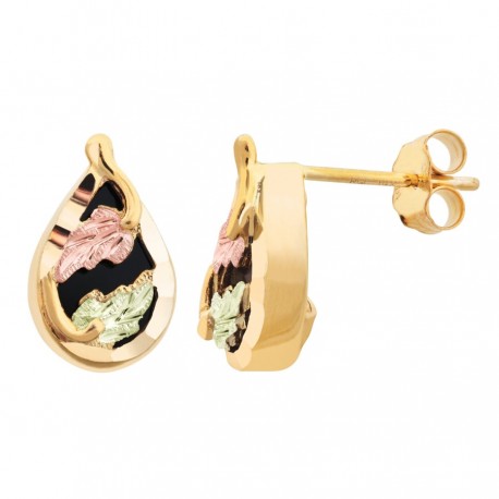 Mt. Rushmore 10K Gold Teardrop Earrings with Onyx