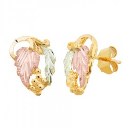 Mt. Rushmore 10K Gold Earrings with Grape & Leaves