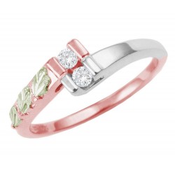 Landstrom's® Sterling Silver and 10K Rose Gold Ladies Ring w CZ