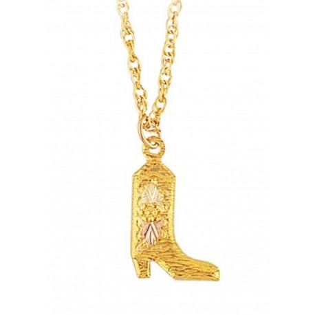 10K Black Hills Gold Small Boot Pendant by Mt. Rushmore