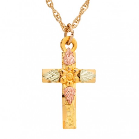 10K Black Hills Gold Small Cross Pendant by Mt. Rushmore