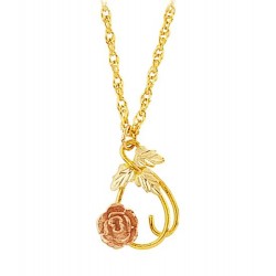 10K Black Hills Gold Ladies Pendant with Rose by Mt. Rushmore