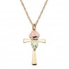 Mt. Rushmore 10K Yellow Gold Cross Pendant with Rose