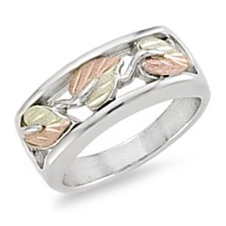 Landstrom's® Sterling Silver & 12K Gold Leaves Ladies Band Ring