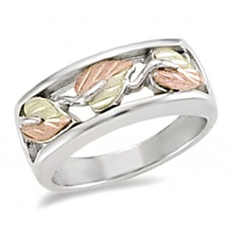 Landstrom's® Sterling Silver & 12K Gold Leaves Men's Band Ring
