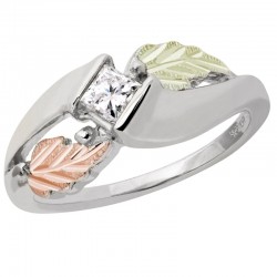 10K Black Hills White Gold Princess Cut Diamond Engagement Ring