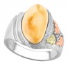 Black Hills Gold on Sterling Silver Ladies Ring with Elk Ivory