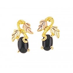 Mt. Rushmore Small 10K Black Hills Gold Earrings with Black Onyx
