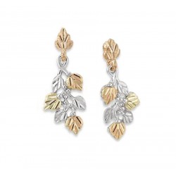 Black Hills Gold on Sterling Silver Dangle Leaves Earrings