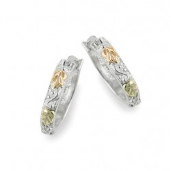 Black Hills Gold on Sterling Silver Whole Hoop Earrings