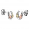 Black Hills Gold on Sterling Silver Miniature Horseshoe Earrings