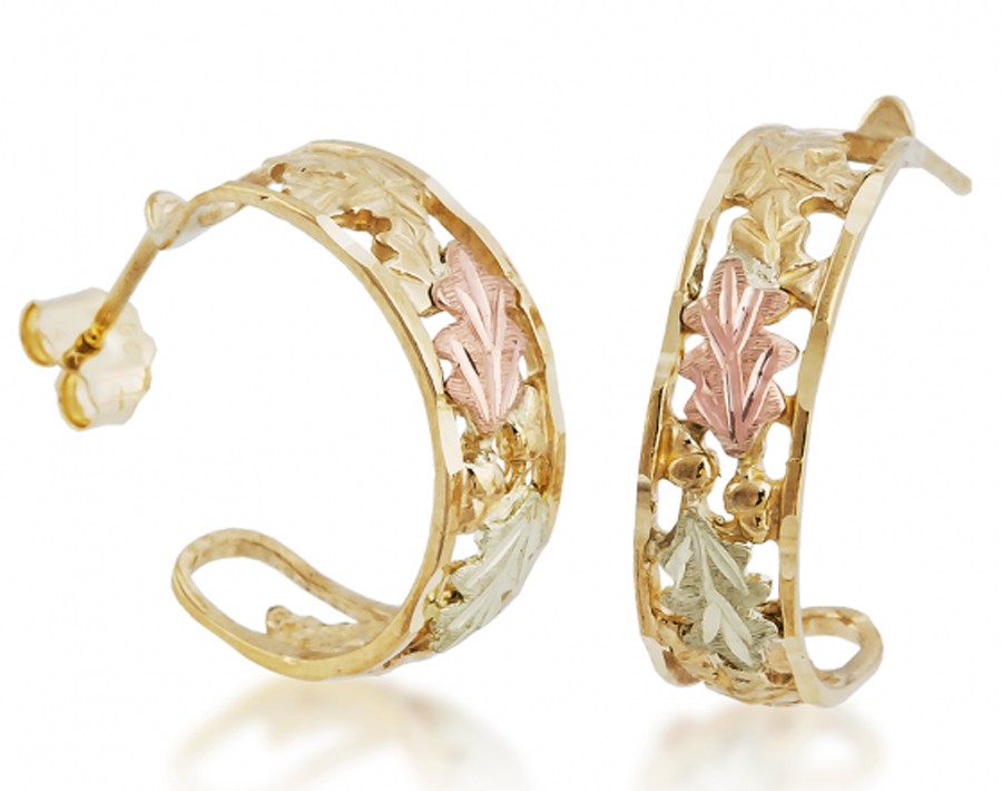 10K Yellow Black Hills Gold Hoop Earrings BlackHillsGold.Direct