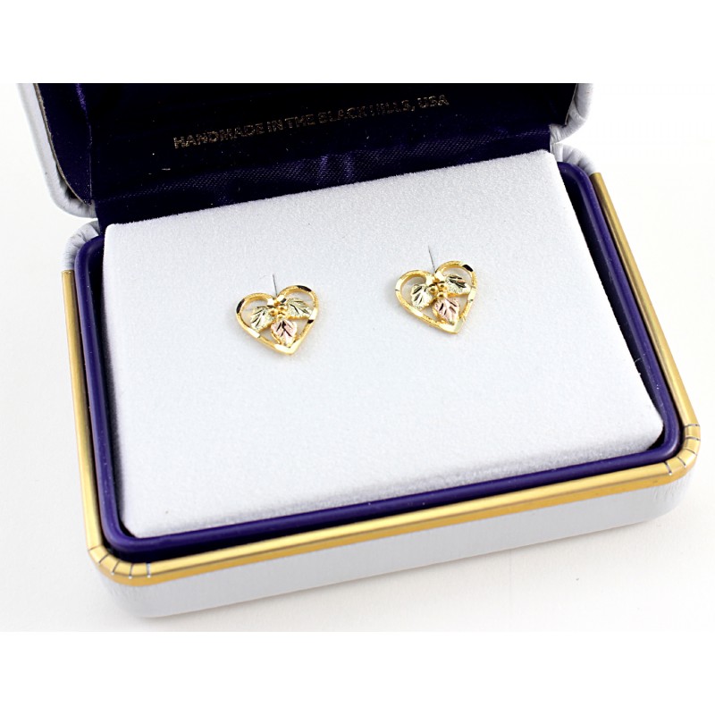 10K Black Hills Gold Small Heart Earrings by Landstrom's ...