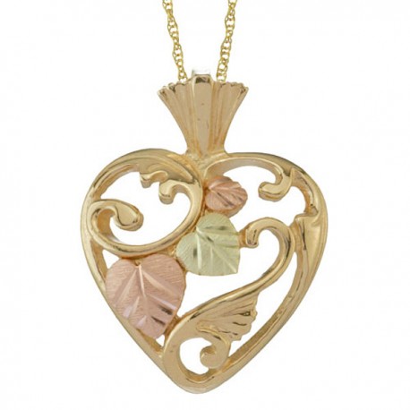 BLACK HILLS GOLD HEART NECKLACE PENDANT 