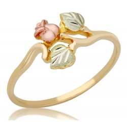 Mt Rushmore 10K Black Hills Gold Rose Ring with Leaves