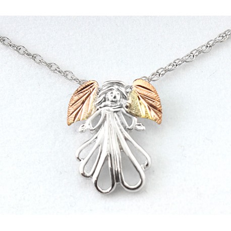 Landstrom's® Sterling Silver Angel Pendant with 12K Gold Leaves