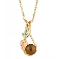 10K Black Hills Gold Teardrop Pendant with Chocolate Pearl