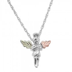 Black Hills Gold on Sterling Silver Mini Angel Pendant