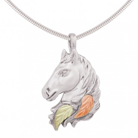 Black Hills Gold on Sterling Silver Horse Head Pendant