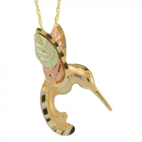 BLACK HILLS GOLD LADIES HUMMINGBIRD PENDANT NECKLACE 