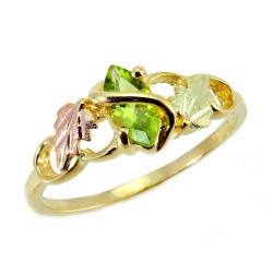 10K Tri-color Black Hills Gold Ladies Ring w/ Peridot