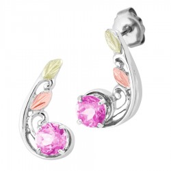 Landstrom's® Black Hills Gold on Sterling Silver w Pink CZ Earrings