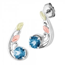 Landstrom's® Black Hills Gold on Sterling Silver Earrings w Blue Zircon