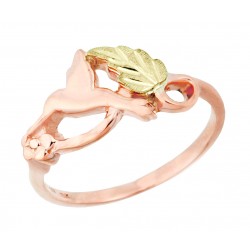 10K Tri-color Black Hills Gold on Sterling Silver Ladies Ring w/ Peridot