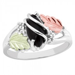Black Hills Sterling Silver and 12k Gold Ring With Onyx