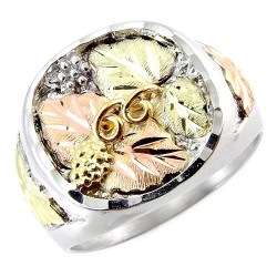 Black Hills Silver Men's Ring with 12k Gold Leaves